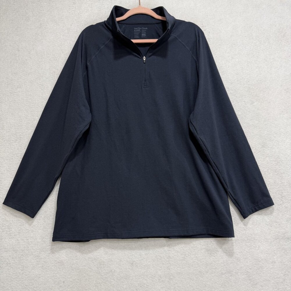 Fresh Clean Threads Pullover Mens XL Blue 1/4 Zip Mock Neck Long Sleeve Layer